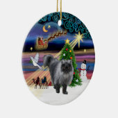 Xmas Magic - Blauwe rook Perzische kat Keramisch Ornament (Rechts)