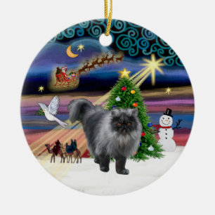 Xmas Magic - Blauwe rook Perzische kat Keramisch Ornament