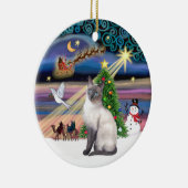 Xmas Magic - Blauwe Siamese Keramisch Ornament (Rechts)