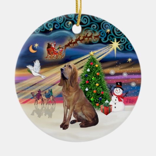 Xmas Magic - Bloedhond Keramisch Ornament (Voorkant)