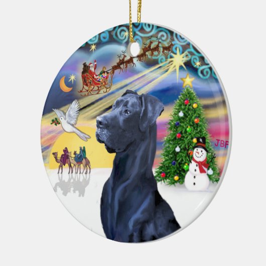 Xmas Magic* - Blue Great Dane (Head) (natuurlijke  Keramisch Ornament (Links)