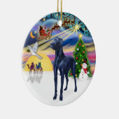 Xmas Magic* - Blue Great Dane (natuurlijke oren) Keramisch Ornament (Rechts)