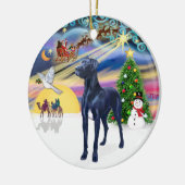 Xmas Magic* - Blue Great Dane (natuurlijke oren) Keramisch Ornament (Links)