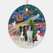 Xmas Magic - Border Collies (twee-B-Brn) Keramisch Ornament (Links)