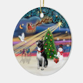 Xmas Magic - Boston Terrier (opzoeken) Keramisch Ornament (Links)