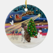 Xmas Magic - Boxer (Brindle-natural) Keramisch Ornament (Achterkant)