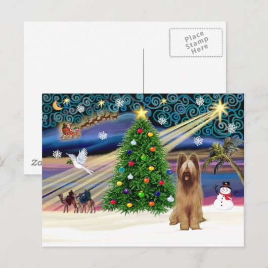 Xmas Magic Briard Fawn Feestdagenkaart (Voorkant / Achterkant)