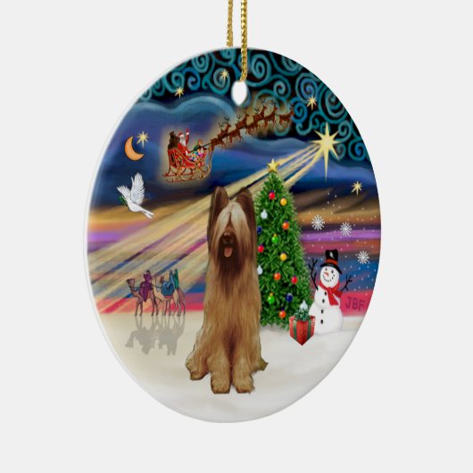 Xmas Magic - Briard (fawn) Keramisch Ornament (Rechts)
