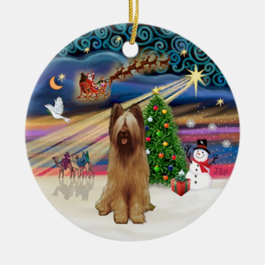Xmas Magic - Briard (fawn) Keramisch Ornament (Voorkant)