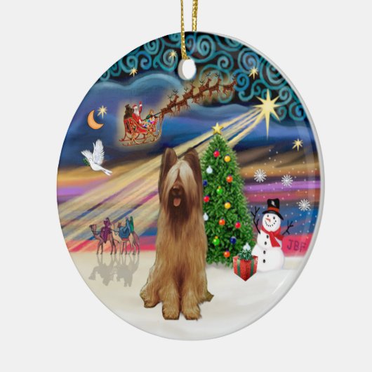 Xmas Magic - Briard (fawn) Keramisch Ornament (Links)