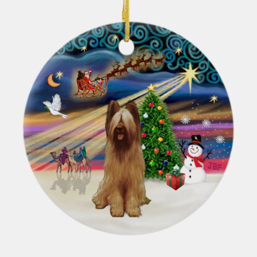 Xmas Magic - Briard (fawn) Keramisch Ornament (Achterkant)