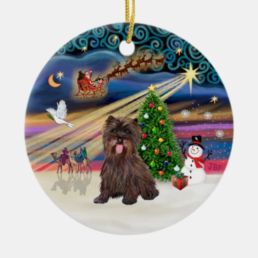 Xmas Magic - Brindle Cairn Terrier #18 Keramisch Ornament (Voorkant)