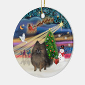 Xmas Magic - Brindle Pomeranian Keramisch Ornament (Links)