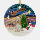 Xmas Magic - Buff Cocker Spaniel Keramisch Ornament (Voorkant)