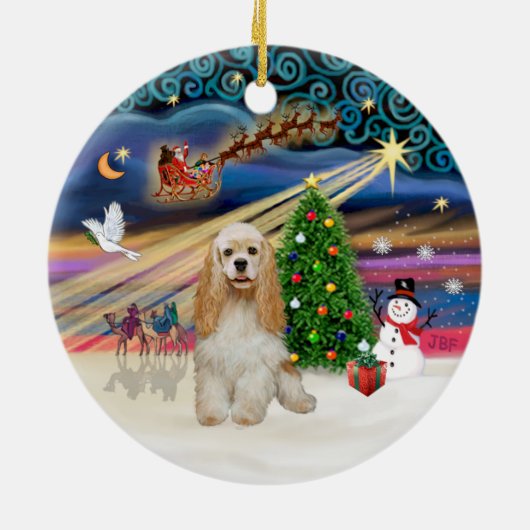 Xmas Magic - Buff Cocker Spaniel Keramisch Ornament (Achterkant)