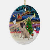 Xmas Magic - Bull Mastiff 1 Keramisch Ornament (Rechts)