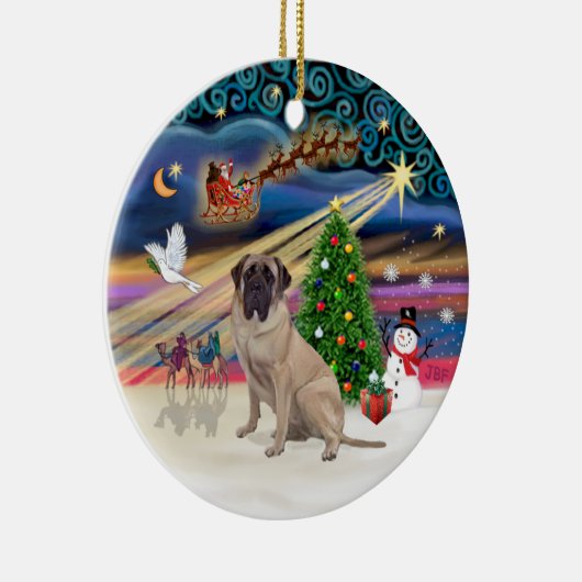 Xmas Magic - Bull Mastiff 1 Keramisch Ornament (Rechts)