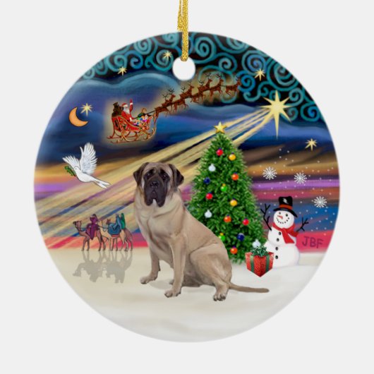 Xmas Magic - Bull Mastiff 1 Keramisch Ornament (Achterkant)