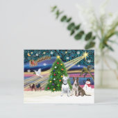Xmas Magic Bull Terrier Paar Feestdagenkaart (Staand voorkant)