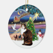 Xmas Magic - Calico cat (ASH) Keramisch Ornament (Links)