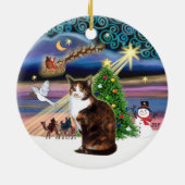 Xmas Magic - Calico cat (ASH) Keramisch Ornament (Achterkant)