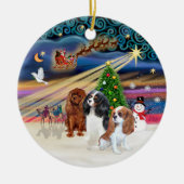 Xmas Magic - Cavaliers (drie) Keramisch Ornament (Voorkant)