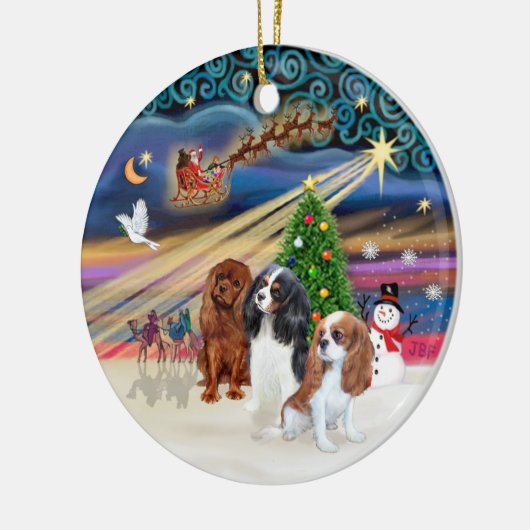 Xmas Magic - Cavaliers (drie) Keramisch Ornament (Links)