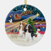 Xmas Magic - Cavaliers (twee-Blen-Tri) Keramisch Ornament (Voorkant)