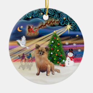 Xmas Magic - Chihuahua (lange haren) Keramisch Ornament