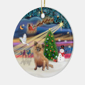 Xmas Magic - Chihuahua (langharig) Keramisch Ornament (Links)