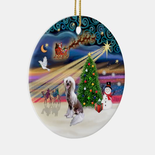 Xmas Magic - Chinese Crested Keramisch Ornament (Rechts)