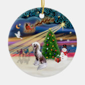 Xmas Magic - Chinese Crested Keramisch Ornament (Voorkant)