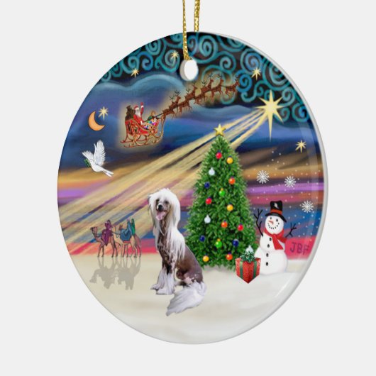Xmas Magic - Chinese Crested Keramisch Ornament (Links)