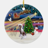 Xmas Magic - Chinese Crested Keramisch Ornament (Achterkant)