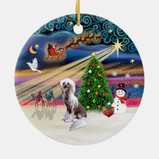 Xmas Magic - Chinese Crested Keramisch Ornament (Achterkant)