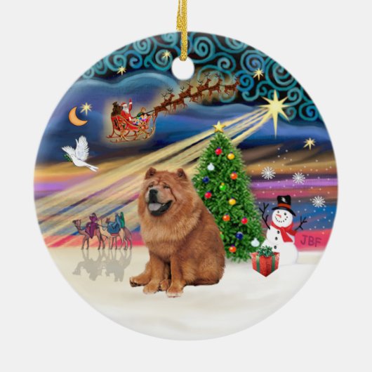 Xmas Magic - Chow Chow (rood) Keramisch Ornament (Achterkant)