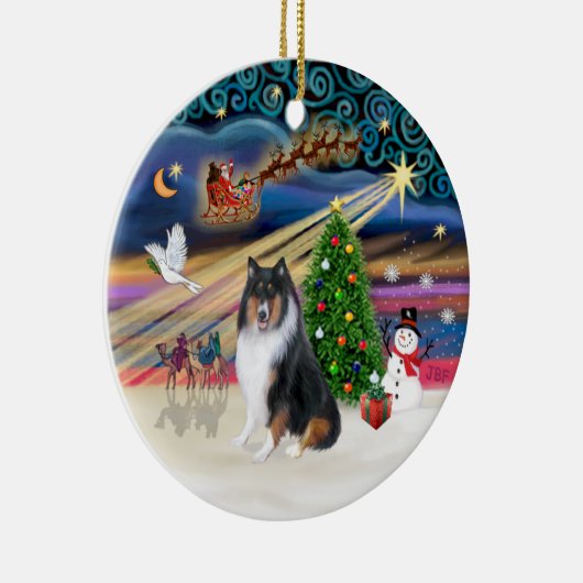 Xmas Magic - Collie (driekleur) Keramisch Ornament (Rechts)