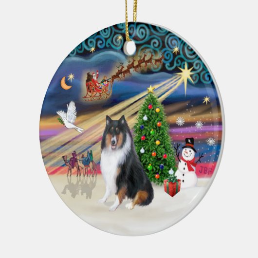 Xmas Magic - Collie (driekleur) Keramisch Ornament (Links)