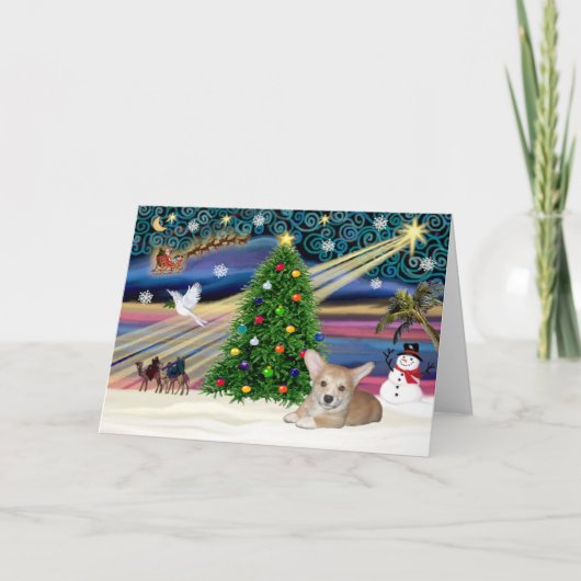 Xmas Magic-Corgi-pop Feestdagen Kaart (Voorkant)