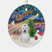 Xmas Magic - Coton de Tulear (boog) Keramisch Ornament (Links)