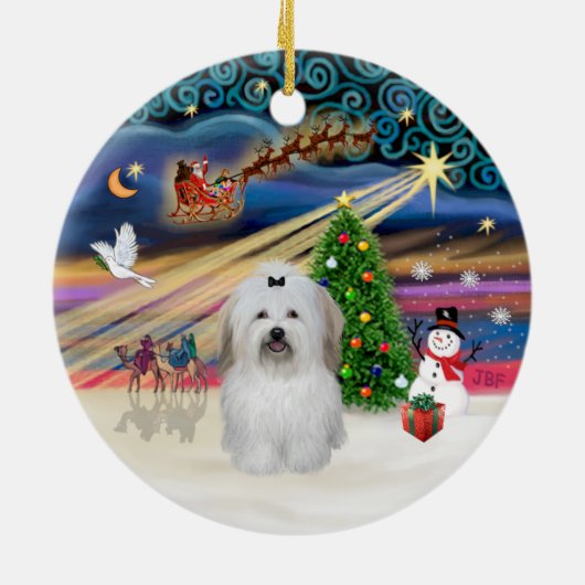Xmas Magic - Coton de Tulear (boog) Keramisch Ornament (Achterkant)