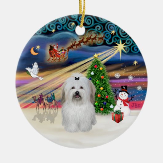Xmas Magic - Coton de Tulear (strik) Keramisch Ornament (Voorkant)