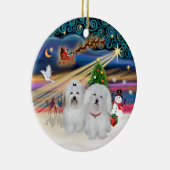 Xmas Magic - Coton de Tulear (TWEE) Keramisch Ornament (Rechts)