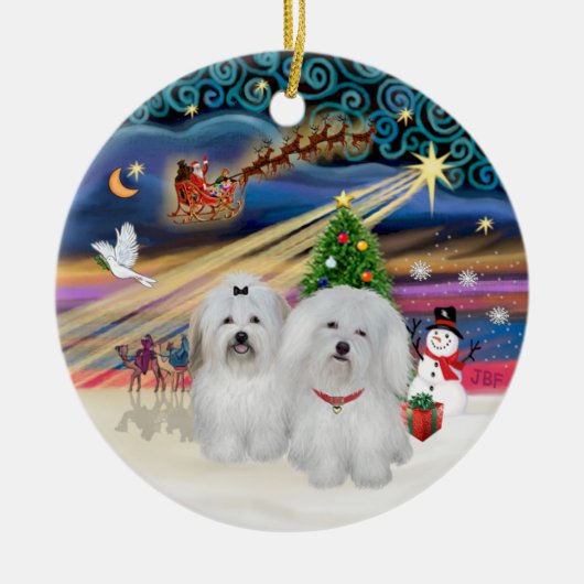 Xmas Magic - Coton de Tulear (TWEE) Keramisch Ornament (Voorkant)