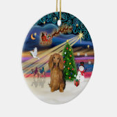 Xmas Magic - Dachshund (Lg Haire Sable) Keramisch Ornament (Rechts)