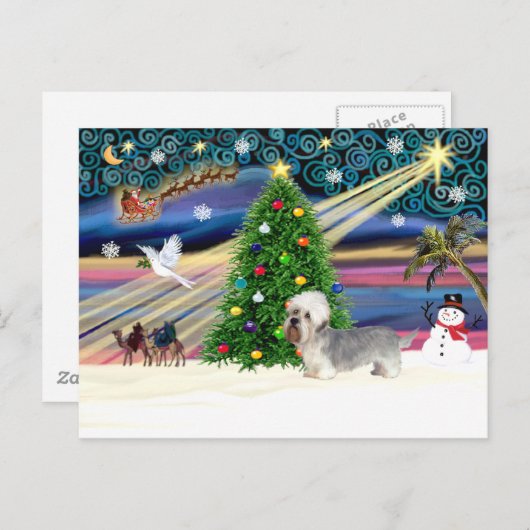 Xmas Magic-Dandi Dinmont grijs Feestdagenkaart (Voorkant / Achterkant)