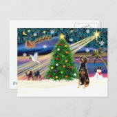 Xmas Magic-Doberman Blk-Natural Feestdagenkaart (Voorkant / Achterkant)