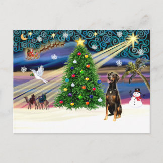 Xmas Magic-Doberman Blk-Natural Feestdagenkaart