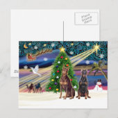 Xmas Magic-Doberman Pair Feestdagenkaart (Voorkant / Achterkant)
