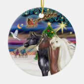 Xmas Magic - Drie Arabische paarden Keramisch Ornament (Voorkant)